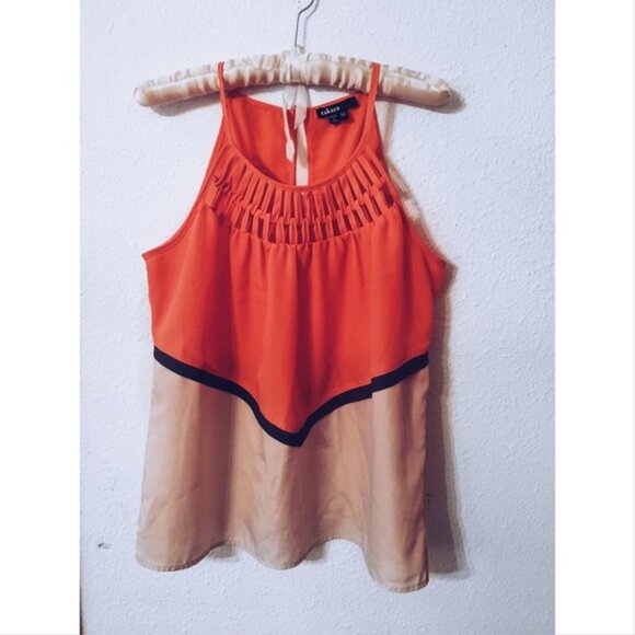 Takara color block basketweave neckline camisole - Picture 2 of 6